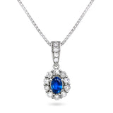 Diana Diamanthalssmykke med safir i hvitt gull, 0.50CT TWSI - Diamanthuset