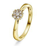 Diamantring i gult gull, Rosett 0,25ct TW/Si - Diamanthuset