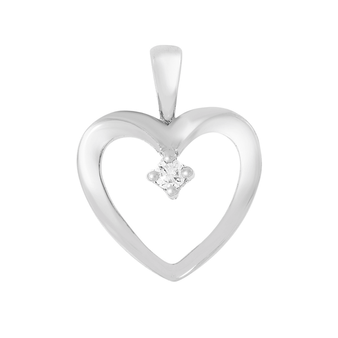 Diamant halssmykke hjerte 0,06ct tw/si i hvitt gull - Diamanthuset