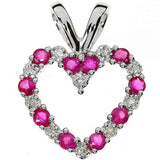 Diamant halssmykke med rubin i hvitt gull, 0.05CT - Diamanthuset