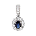 Diana Diamanthalssmykke med safir i hvitt gull, 0.50CT TWSI - Diamanthuset