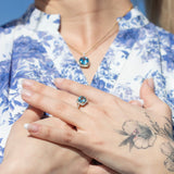 Bloom Diamantring i Gult Gull - 0.20ct tw/si Diamanter - 2.40ct Blå Topas  - 14kt Gull (585)