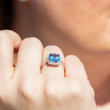 Bloom Diamantring i Hvitt Gull - 0.20ct tw/si Diamanter - 2.40ct Blå Topas  - 14kt Gull (585)
