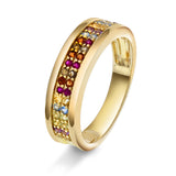 Ring i Gult Gull (585), 0.50ct Flerfarget Edelstener