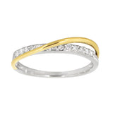 Diamantring i Gult og Hvitt Gull, 0.20ct TW/SI