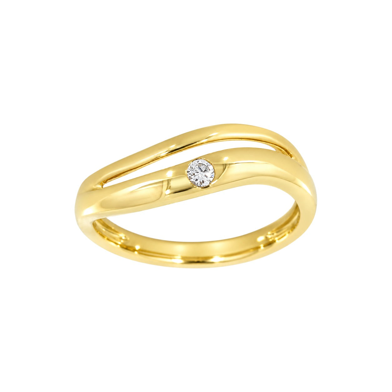 Diamantring i Hvitt/Gult Gull, 0,06 ct TW/SI – Diamanthuset