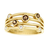 Ring i Gult Gull (585), 0.17ct TWSI Diamanter og Røykkvarts