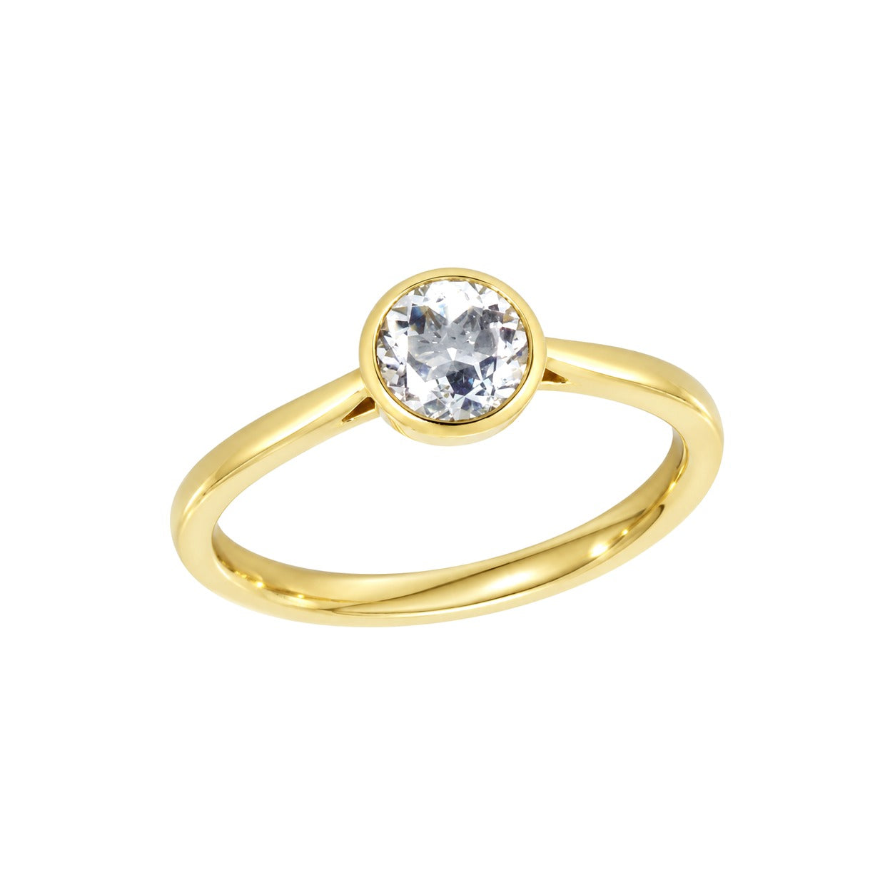 Ring i Gult/Hvitt Gull (585), 0,75 ct hvit topas – Diamanthuset