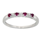 Ring i Hvitt Gull (585), 0.01ct TWSI Diamanter og Rubiner