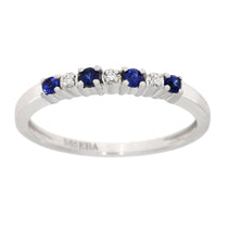 Ring i Hvitt eller gult Gull (585), 0,01 ct TW/SI Diamanter og Safirer – Diamanthuset
