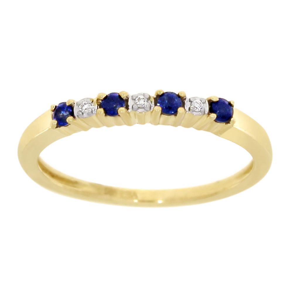 Ring i Hvitt eller gult Gull (585), 0.01ct TWSI Diamanter og Safirer