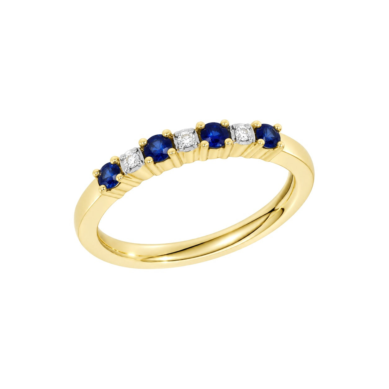 Ring i Hvitt eller gult Gull (585), 0,01 ct TW/SI Diamanter og Safirer – bilde 2 – Diamanthuset