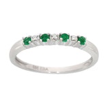 Ring i Hvitt Gull (585), 0.01ct TWSI Diamanter og Smaragder