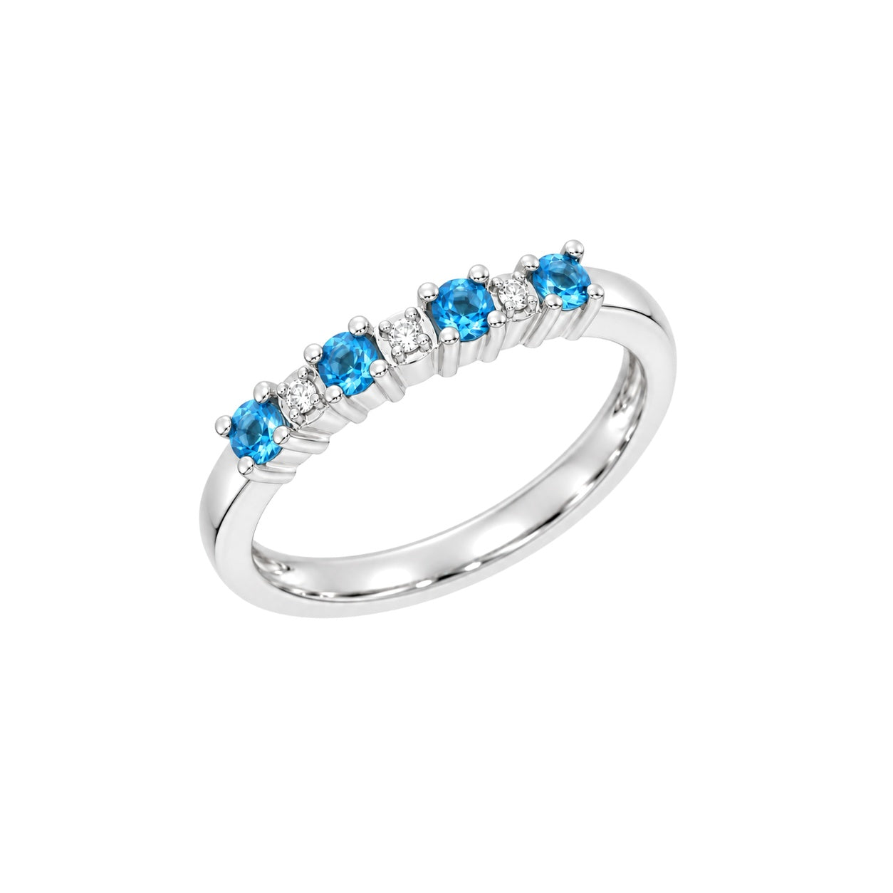 Ring i Hvitt Gull (585), 0,01 ct TW/SI Diamanter og Topas – Diamanthuset