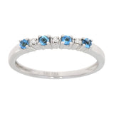 Ring i Hvitt Gull (585), 0.01ct TWSI Diamanter og Topas