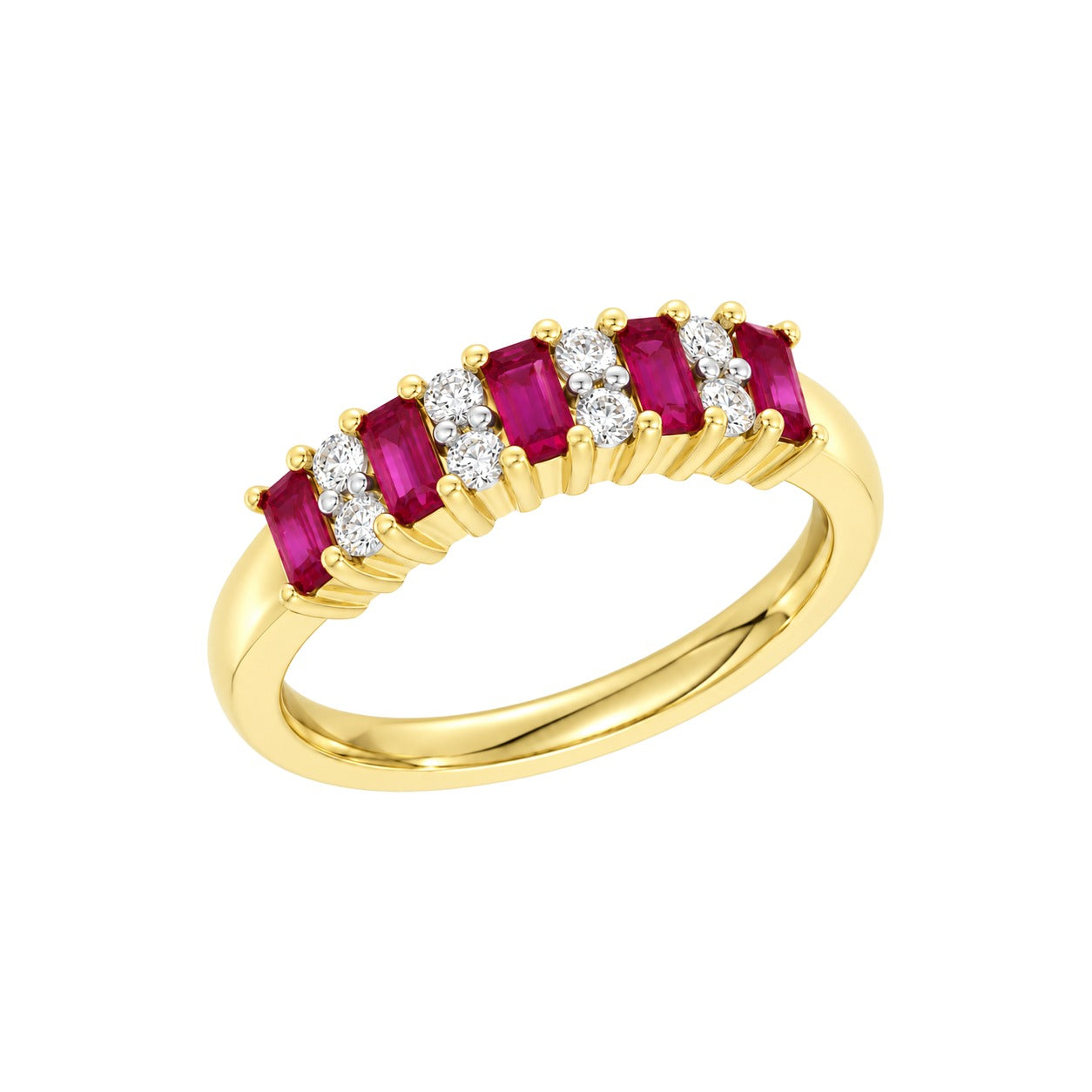 Diamantring med rubin i hvitt/gult gull, 0,21 ct TW/SI – bilde 2 – Diamanthuset