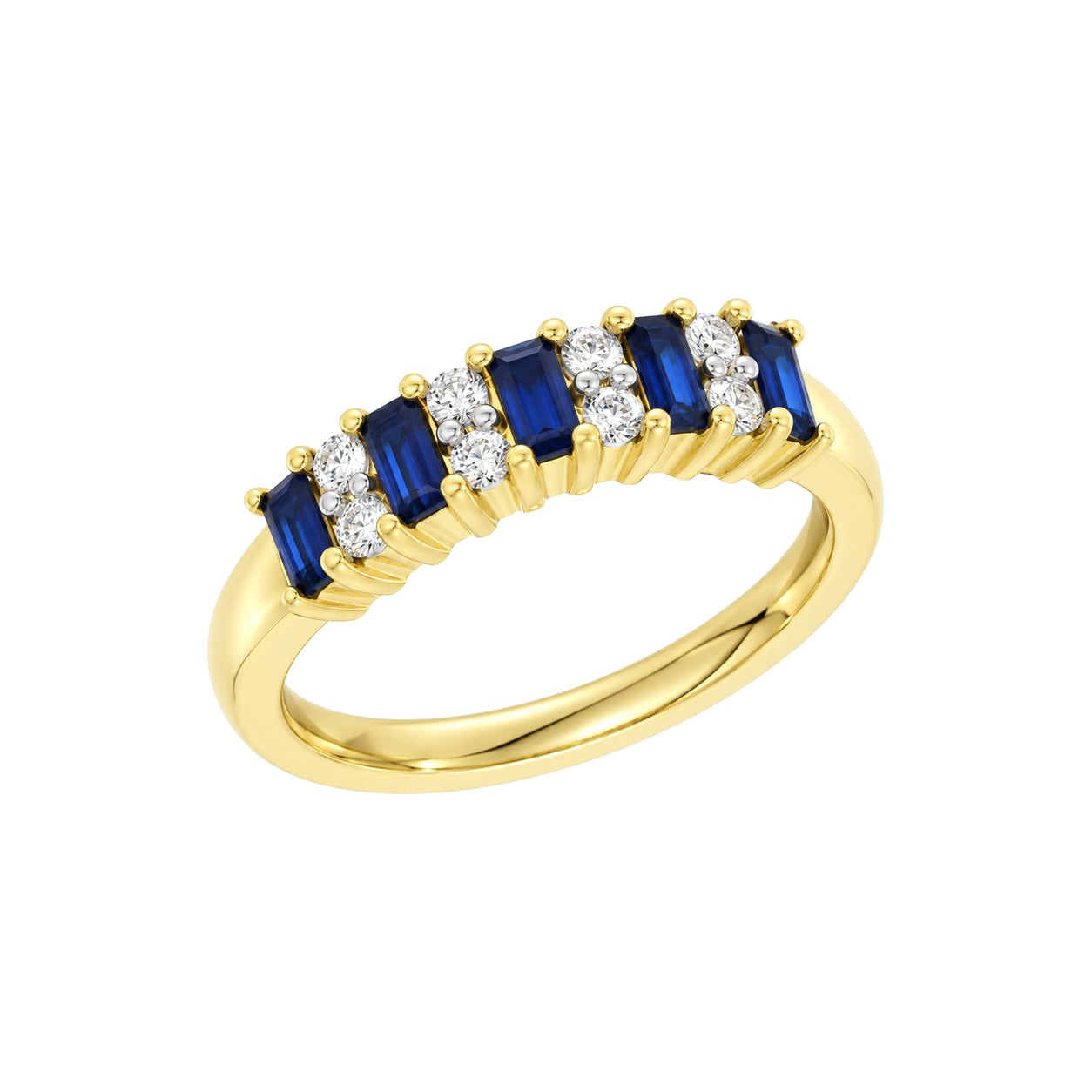 Diamantring med safir i hvitt gull, 0,21 ct TW/SI – bilde 2 – Diamanthuset