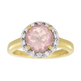 Diamantring i hvitt/gult gull 0.15ct TW/SI Diamanter med Rosekvarts