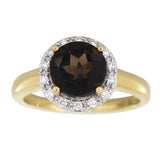 Diamantring i hvitt/gult gull 0.15ct TW/SI Diamanter med Røykkvarts
