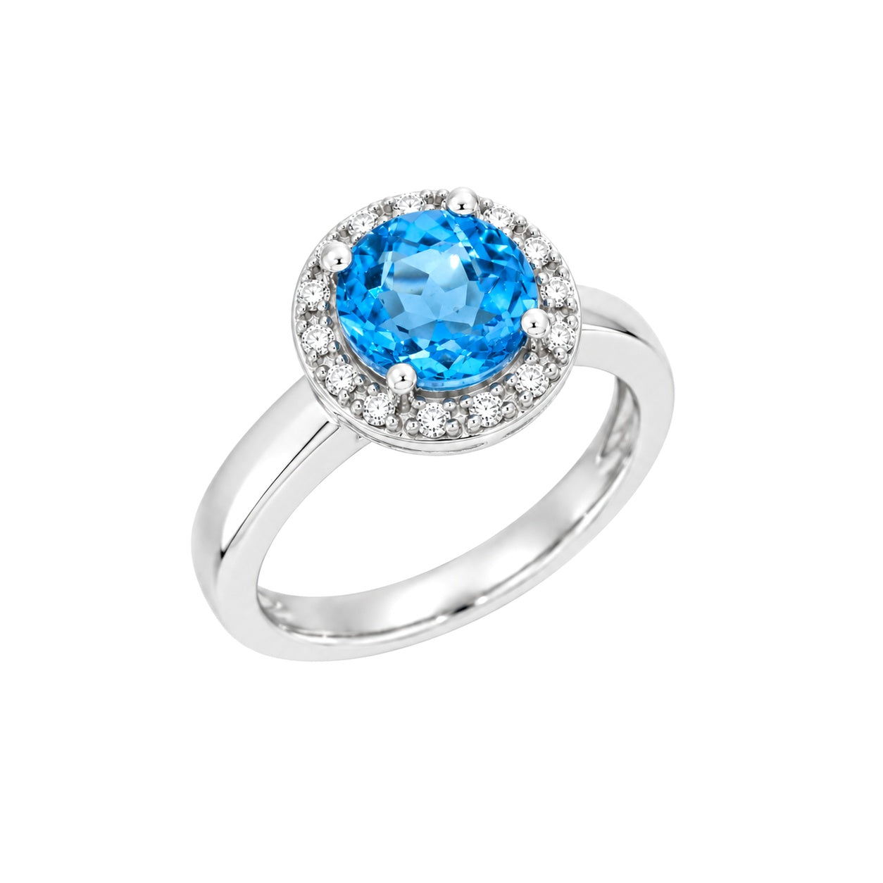 Diamantring i hvitt/gult gull 0,15 ct TW/SI Diamanter med Topas – Diamanthuset