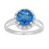 Diamantring i hvitt/gult gull 0.15ct TW/SI Diamanter med Topas