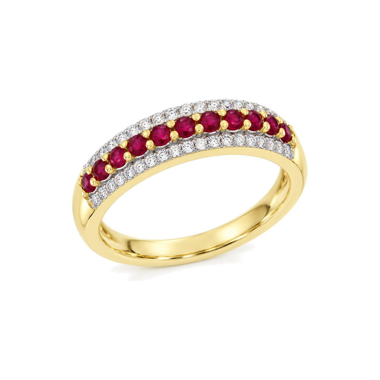Ring i Hvitt Gull, 0,25 ct Hvit Topas og 0,50 ct Rubiner – bilde 2 – Diamanthuset