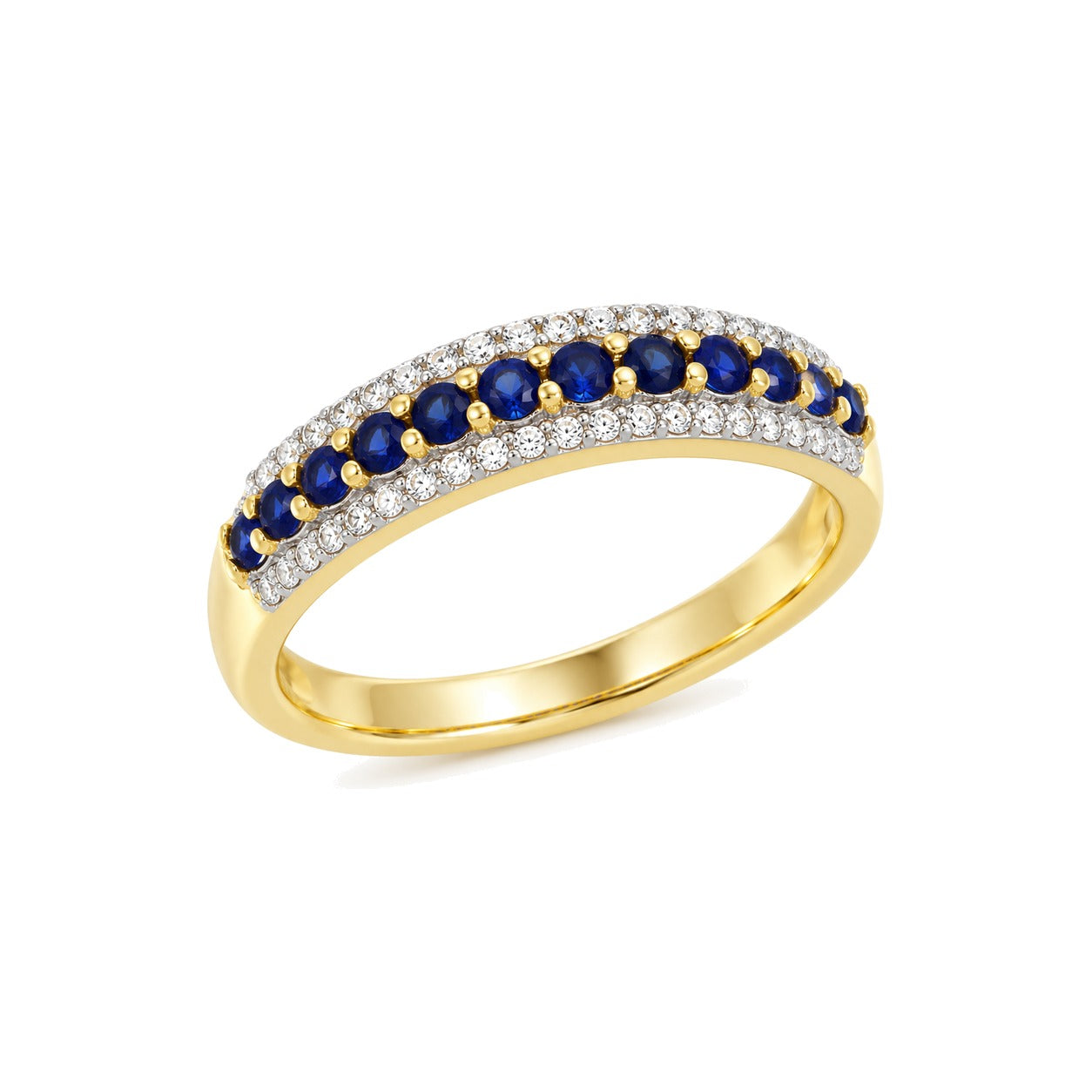 Ring i Hvitt Gull, 0,25 ct Hvit Topas og 0,50 ct Safirer – bilde 2 – Diamanthuset