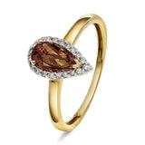 Diamantring Gult Gull med Røykkvarts og 0.12ct TW/SI Diamanter