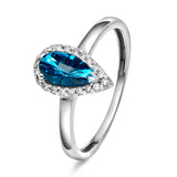Diamantring Hvitt Gull med Topas og 0.12ct TW/SI Diamanter
