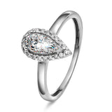 Diamantring Hvitt Gull med Hvit Topas og 0.12ct TW/SI Diamanter
