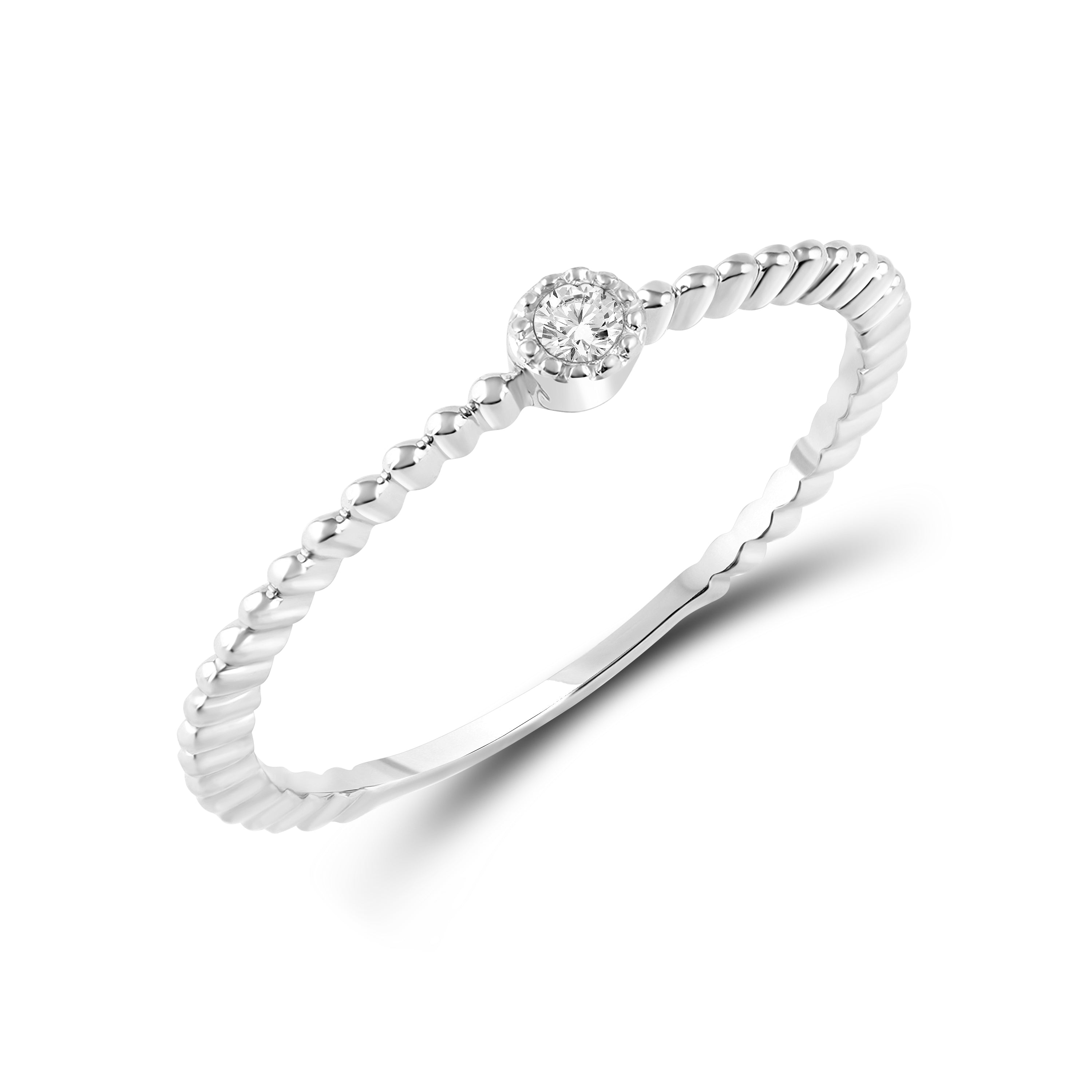 Diamantring i Hvitt/Gult Gull, 0.05CT TWSI