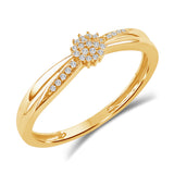 Diamantring rosett med diamanter på ringskinnen 0,10ct tw/si i Gult/Hvitt Gull