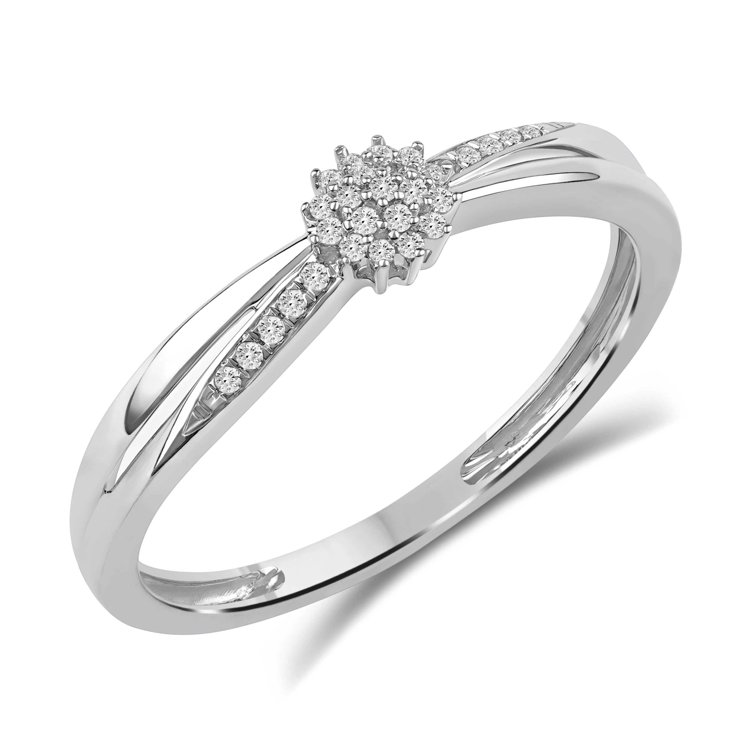Diamantring rosett med diamanter på ringskinnen 0,10ct tw/si i Gult/Hvitt Gull