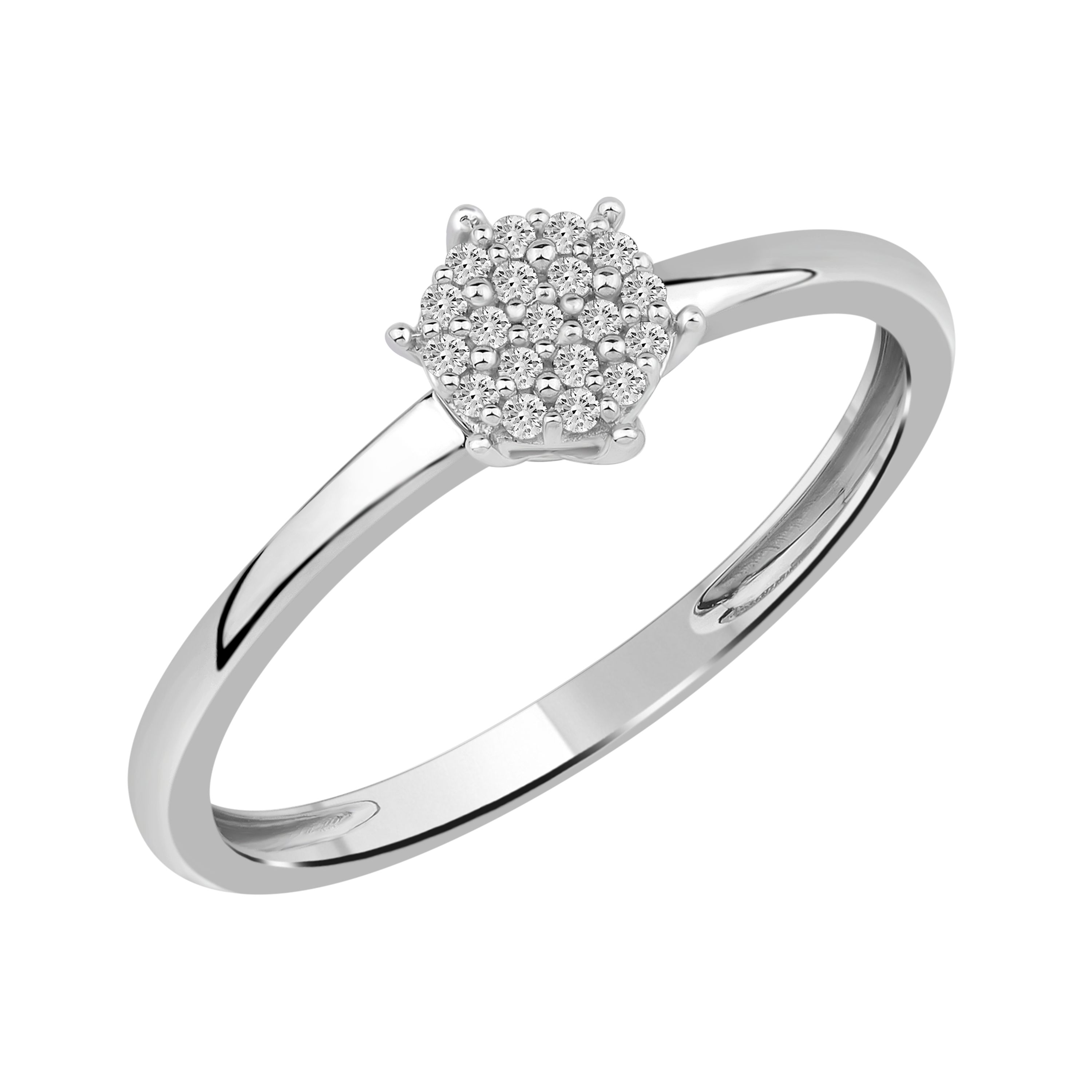 Diamantring i Hvitt/Gult Gull 0.10 tw/si