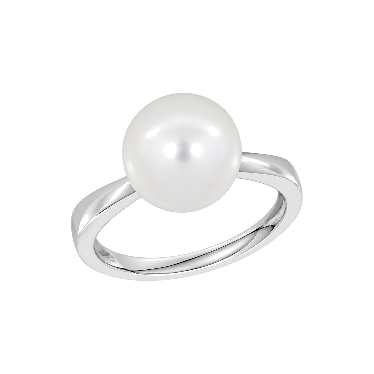 Perlering i 14kt Hvitt/Gult Gull, med 10 – 11mm Perle – Diamanthuset