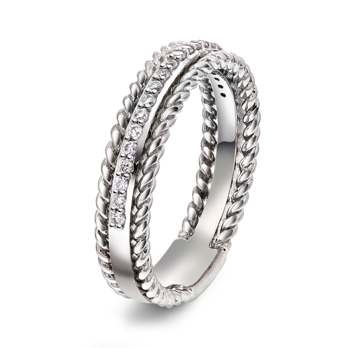 Diamantring i Hvitt/Gult Gull, 0.18CT TWSI