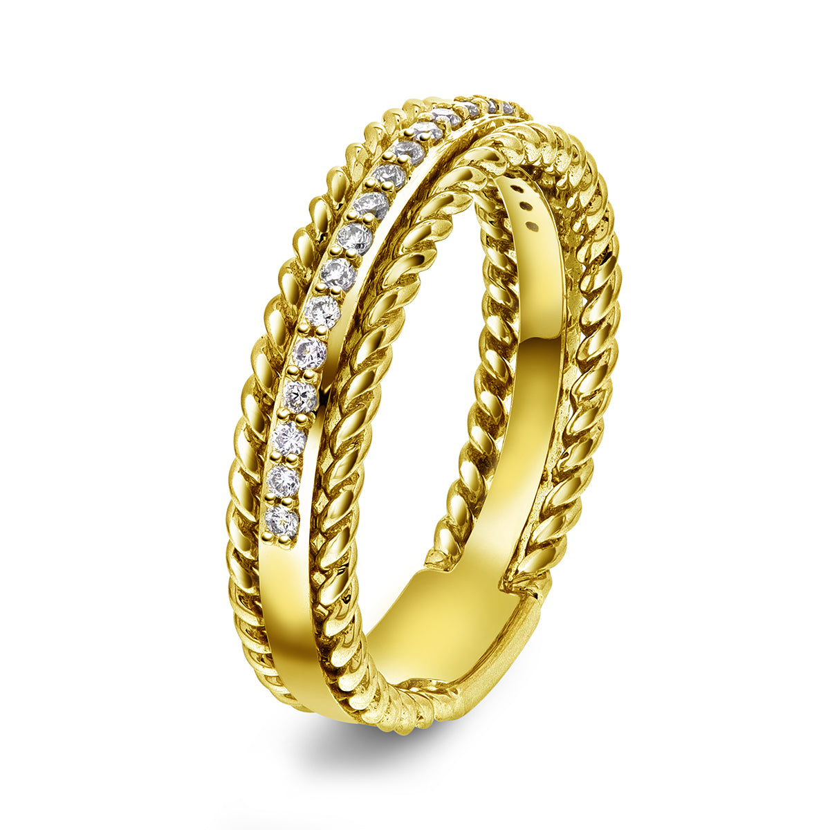 Directiona Twsi Diamantring i Hvitt/Gult Gull, 0.18CT TWSI – Diamanthuset