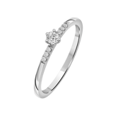 Lux diamantring i Hvitt/Gult Gull med diamanter på ringskinnen, 0,15ct