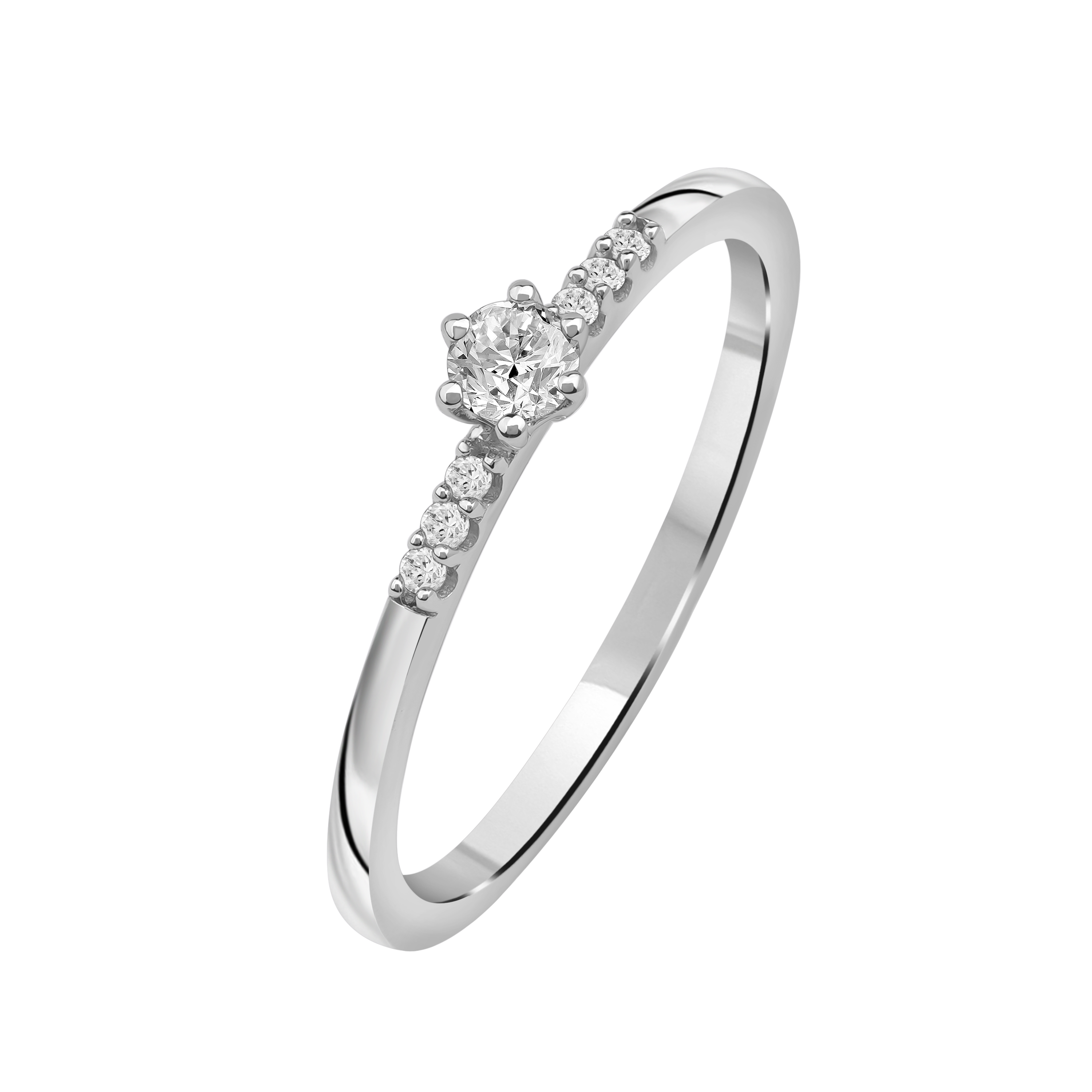 Lux diamantring i Hvitt/Gult Gull med diamanter på ringskinnen, 0,15ct