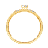 Lux diamantring i Hvitt/Gult Gull med diamanter på ringskinnen, 0,15ct