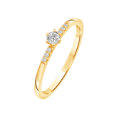 Lux diamantring i Hvitt/Gult Gull med diamanter på ringskinnen, 0,15ct