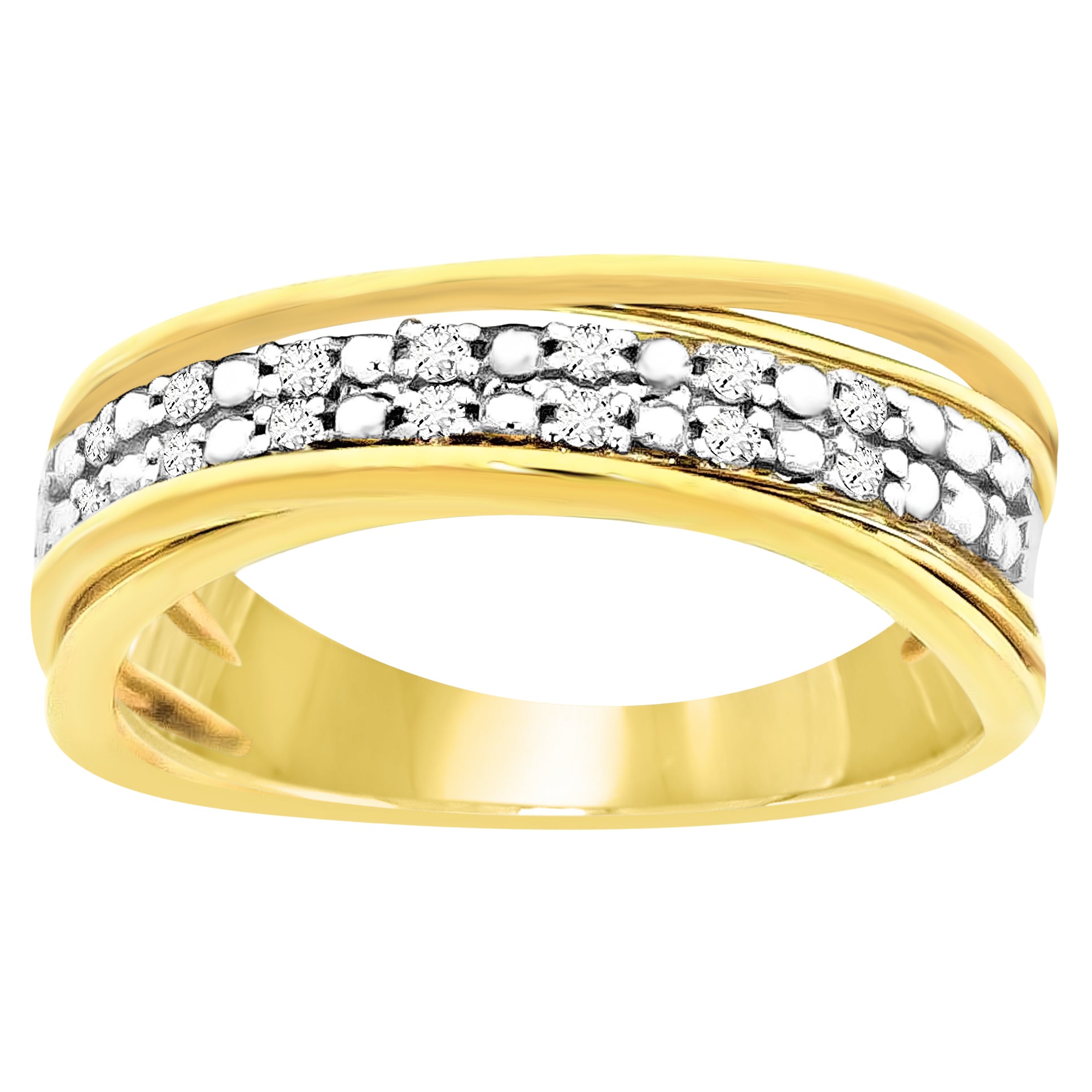 Diamantring i Hvitt/Gult Gull, 0.15CT TWSI