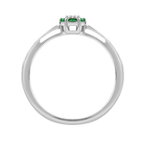 Diamantring i Hvitt/Gult Gull 0.03 tw/si og 0.18ct smaragd
