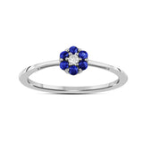 Diamantring i Hvitt/Gult Gull 0.03 tw/si og 0.18ct safir