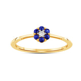 Diamantring i Hvitt/Gult Gull 0.03 tw/si og 0.18ct safir