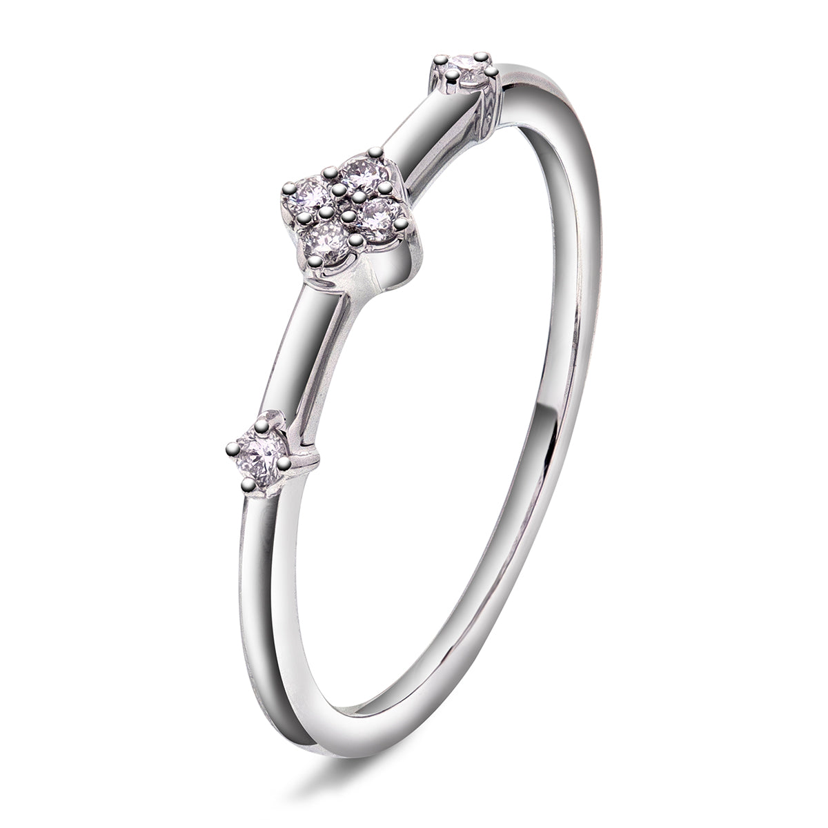 Ring i Gult/Hvitt Gull med diamanter på ringskinna, 0.10ct