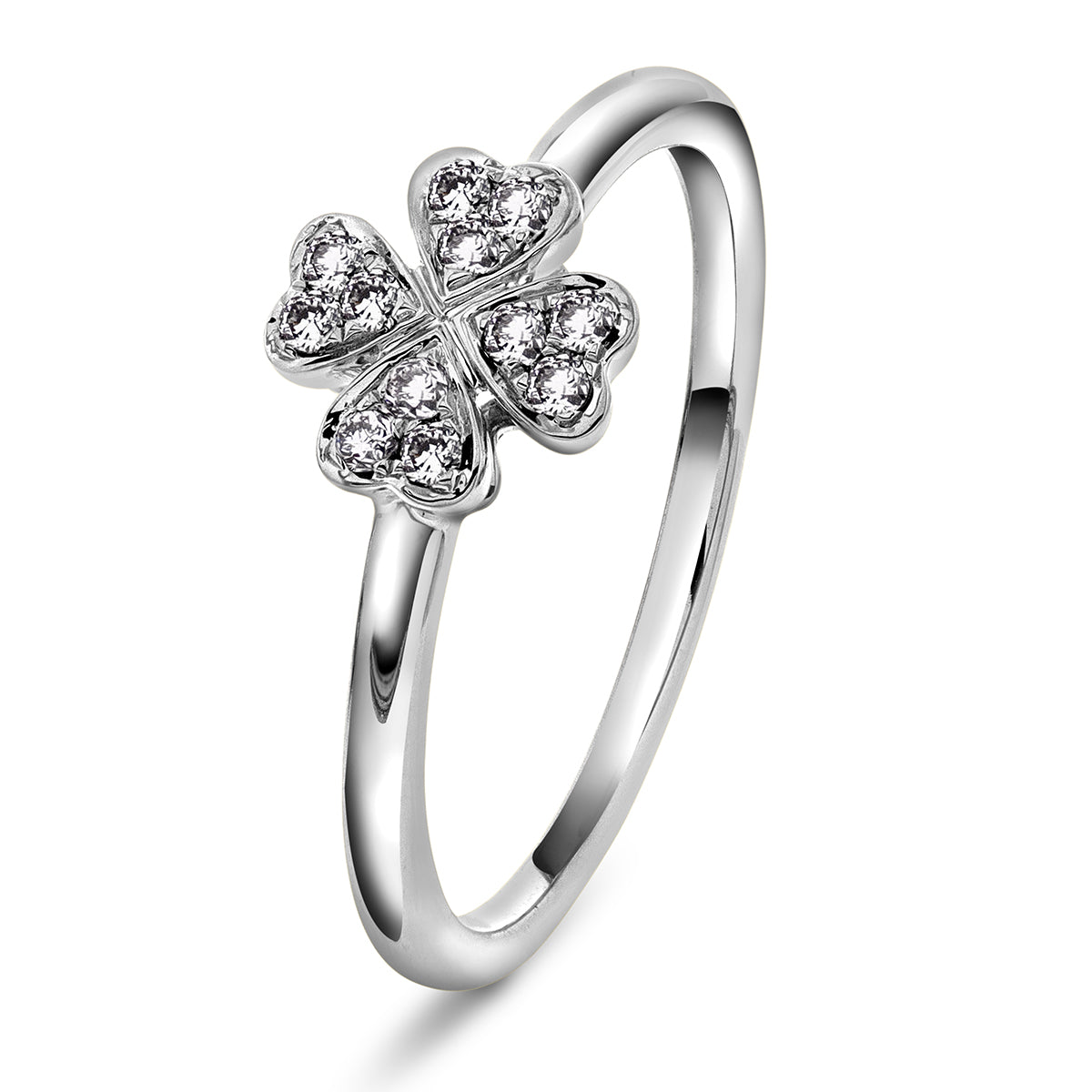 Diamantring i Hvitt/Gult Gull 0.12 tw/si