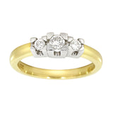 Diamantring Gult/Hvitt Gull og tre diamanter 0,25ct TW/SI