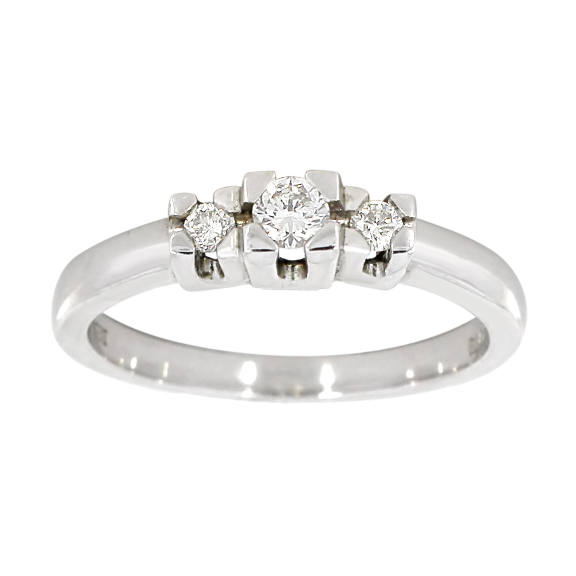 Diamantring Gult/Hvitt Gull og tre diamanter 0,25ct TW/SI