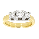 Diamantring i Gult/Hvitt Gull og tre Diamanter 0.75ct TW/SI